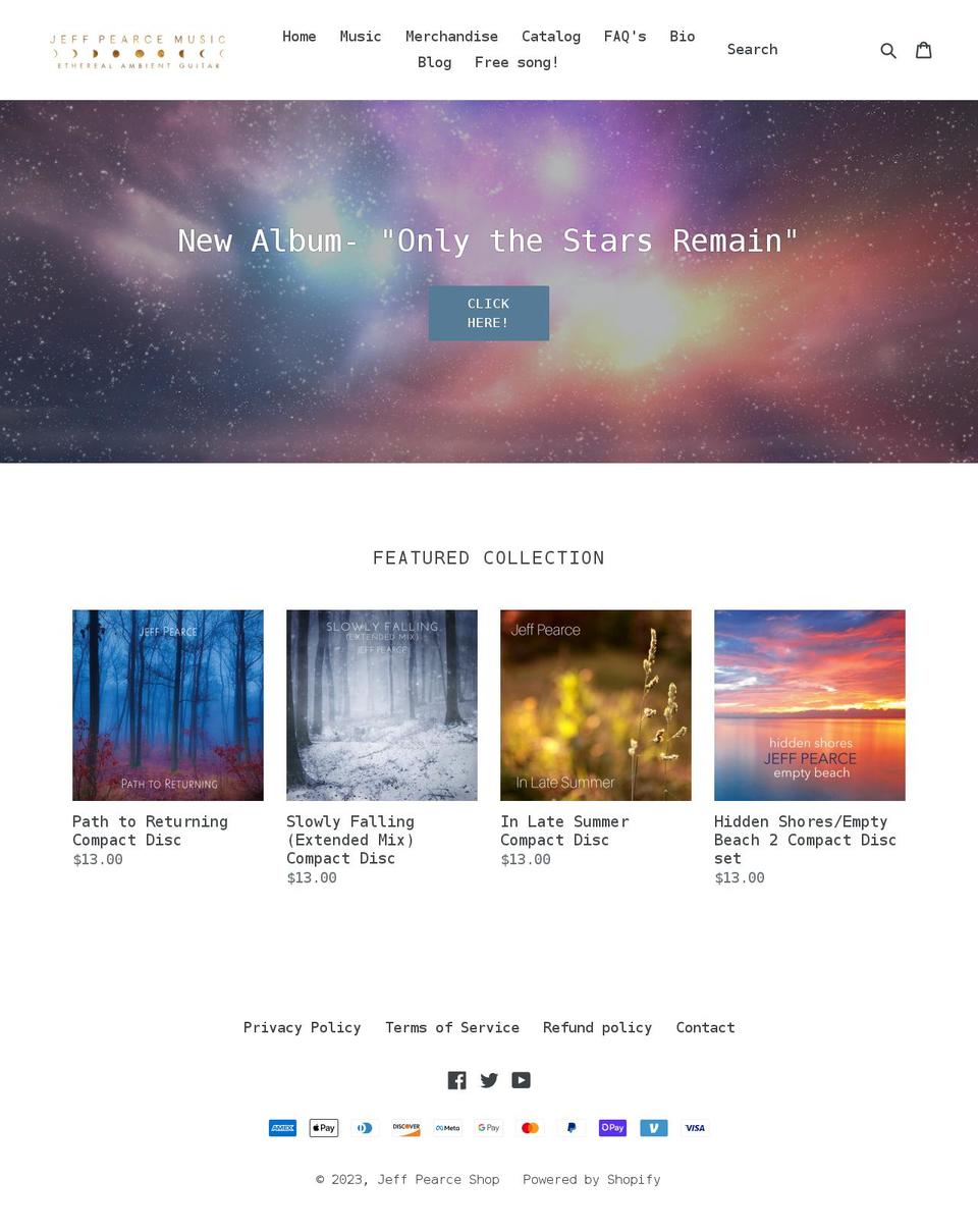 jeffpearceshop.com shopify website screenshot