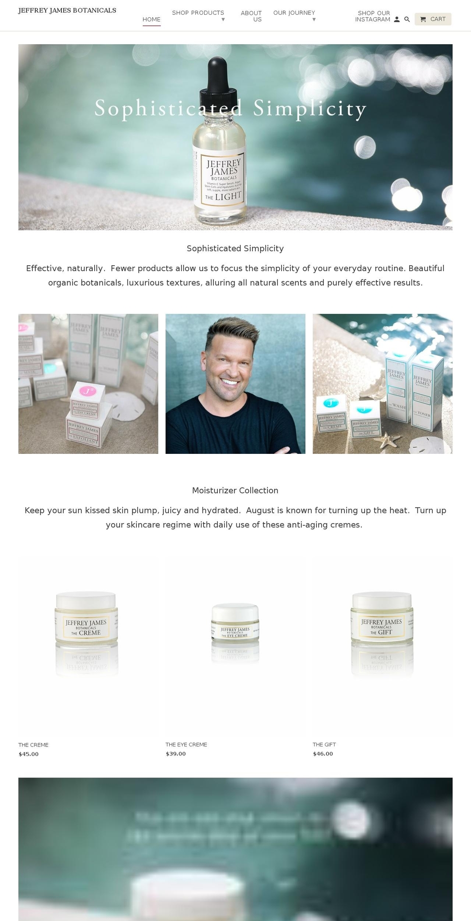 jeffreyjamesbotanicals.com shopify website screenshot