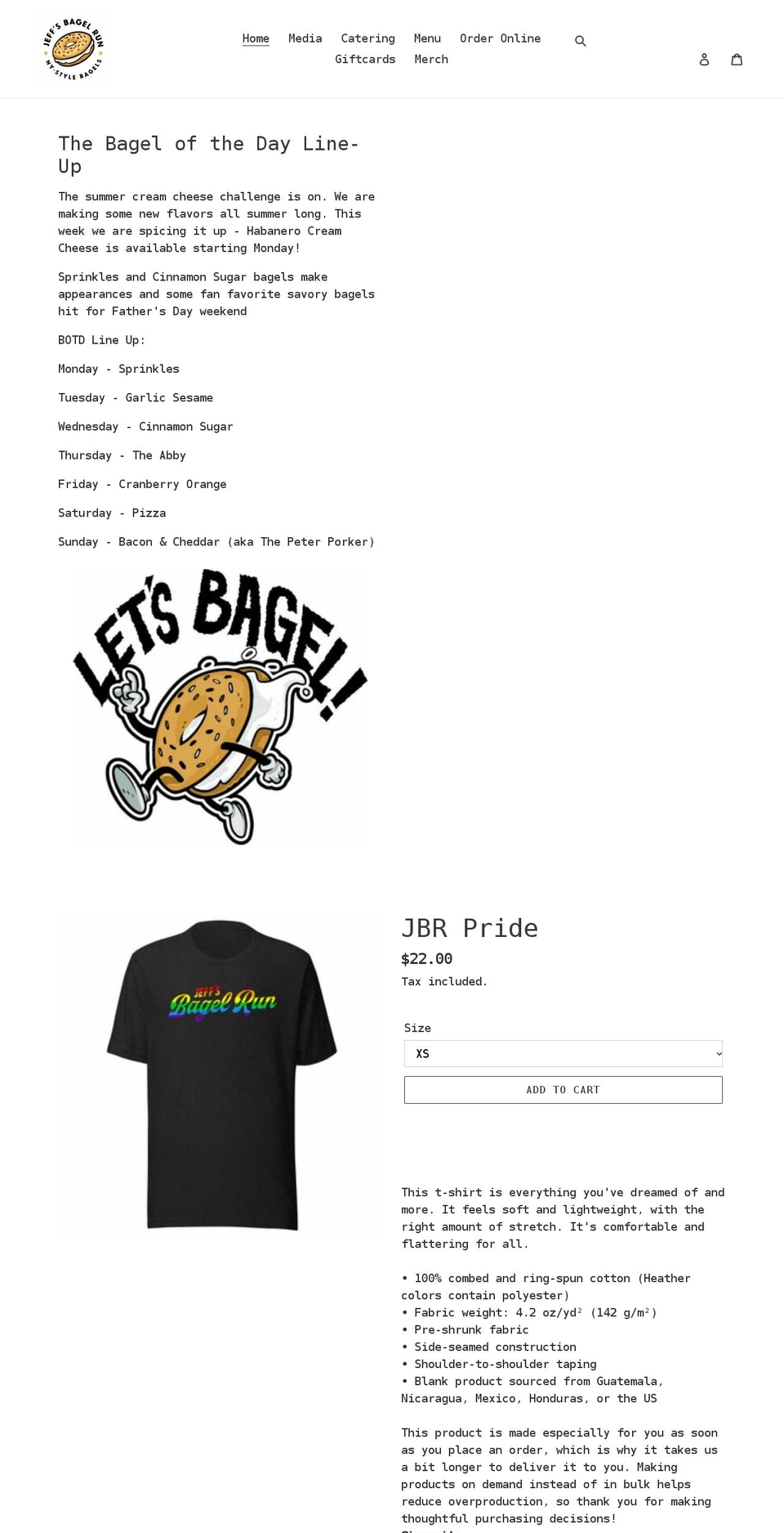 jeffsbagelrun.com shopify website screenshot