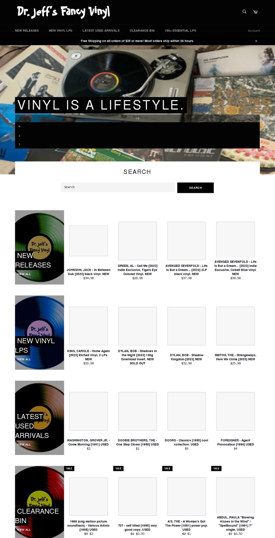 jeffsfancyvinyl.com — Shopify storefront screenshot