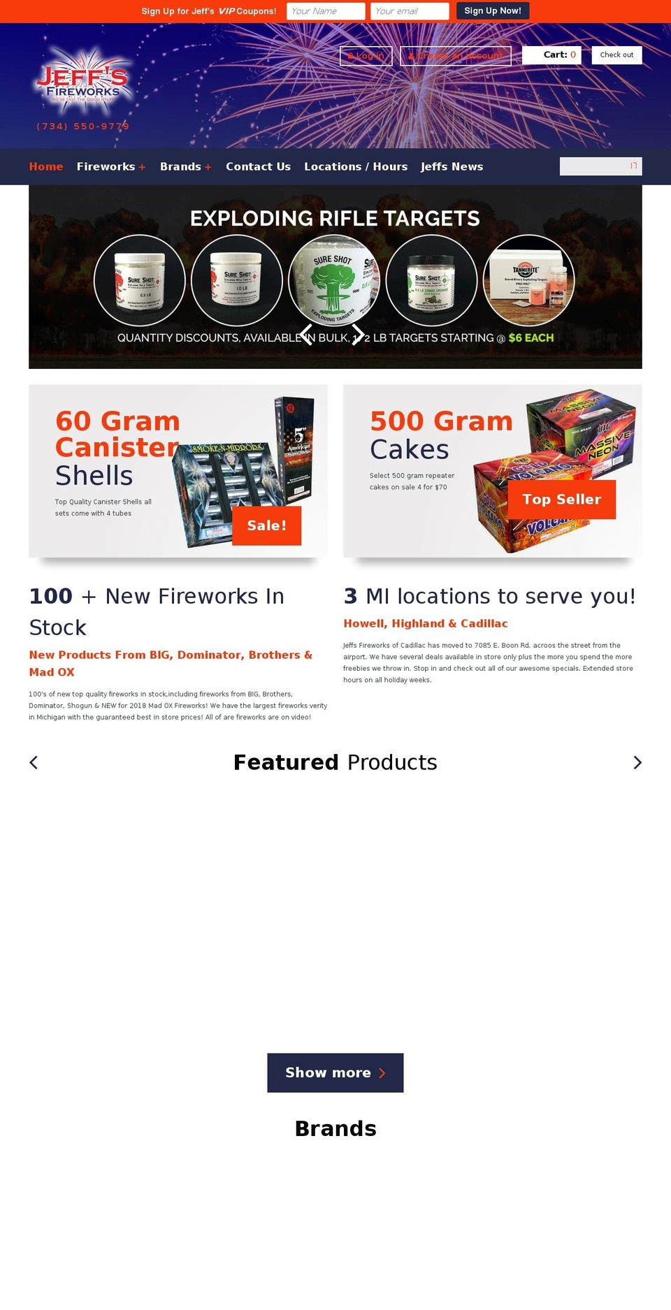 Current Jeff's Fireworks Theme Shopify theme site example jeffsfireworks.net