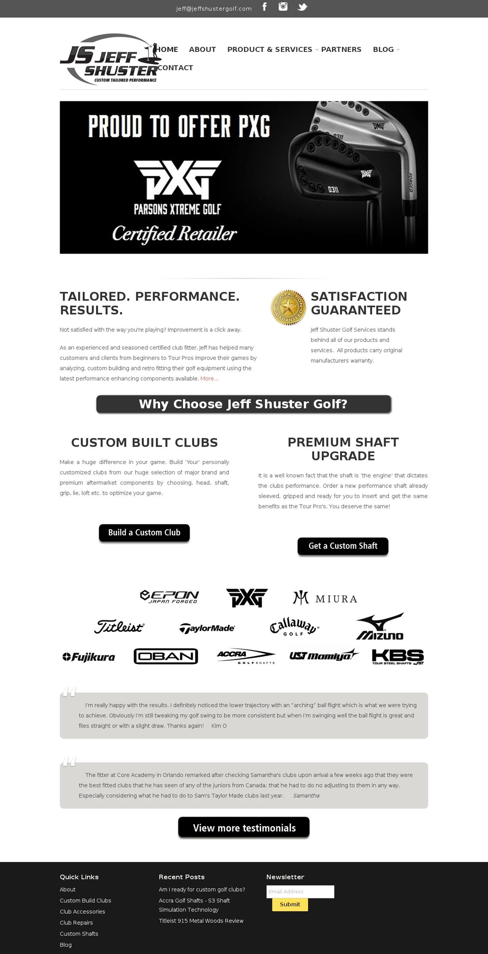 jeffshustergolf.com shopify website screenshot