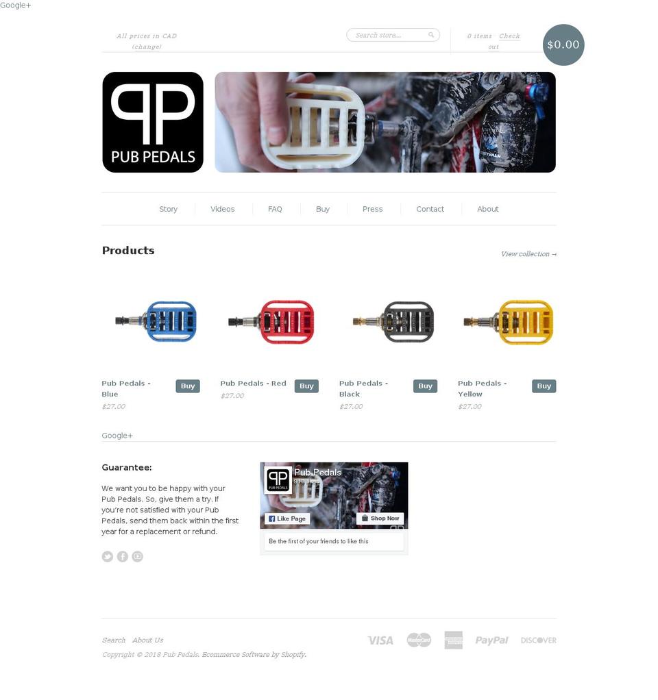 Pub Pedals - Custom Shopify theme site example jeffthom.com