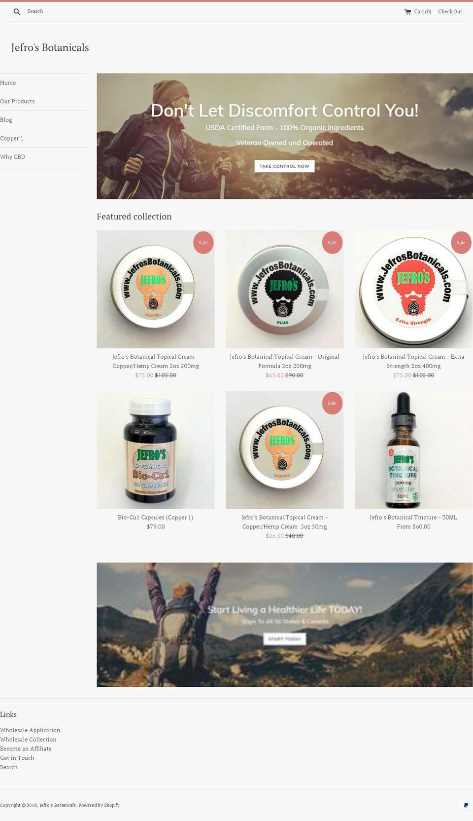 jefrosbotanicals.com shopify website screenshot