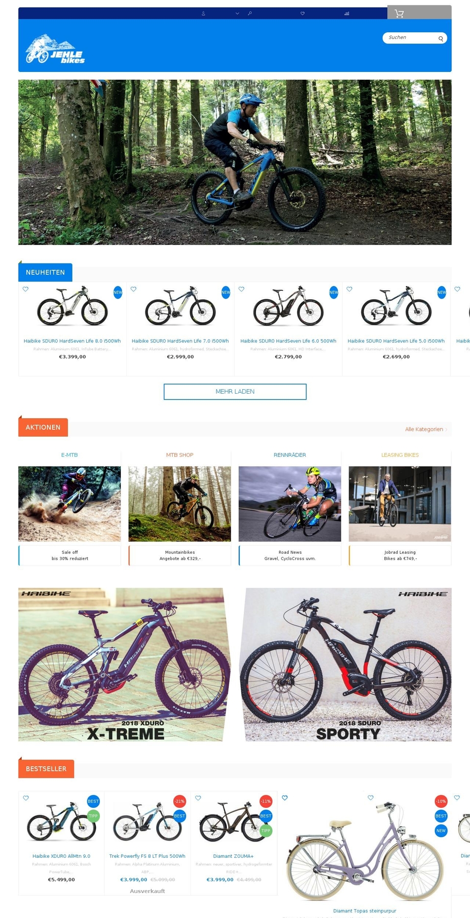 jehlebikes.de shopify website screenshot