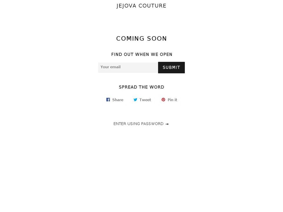 jejovacouture.com — Shopify storefront screenshot