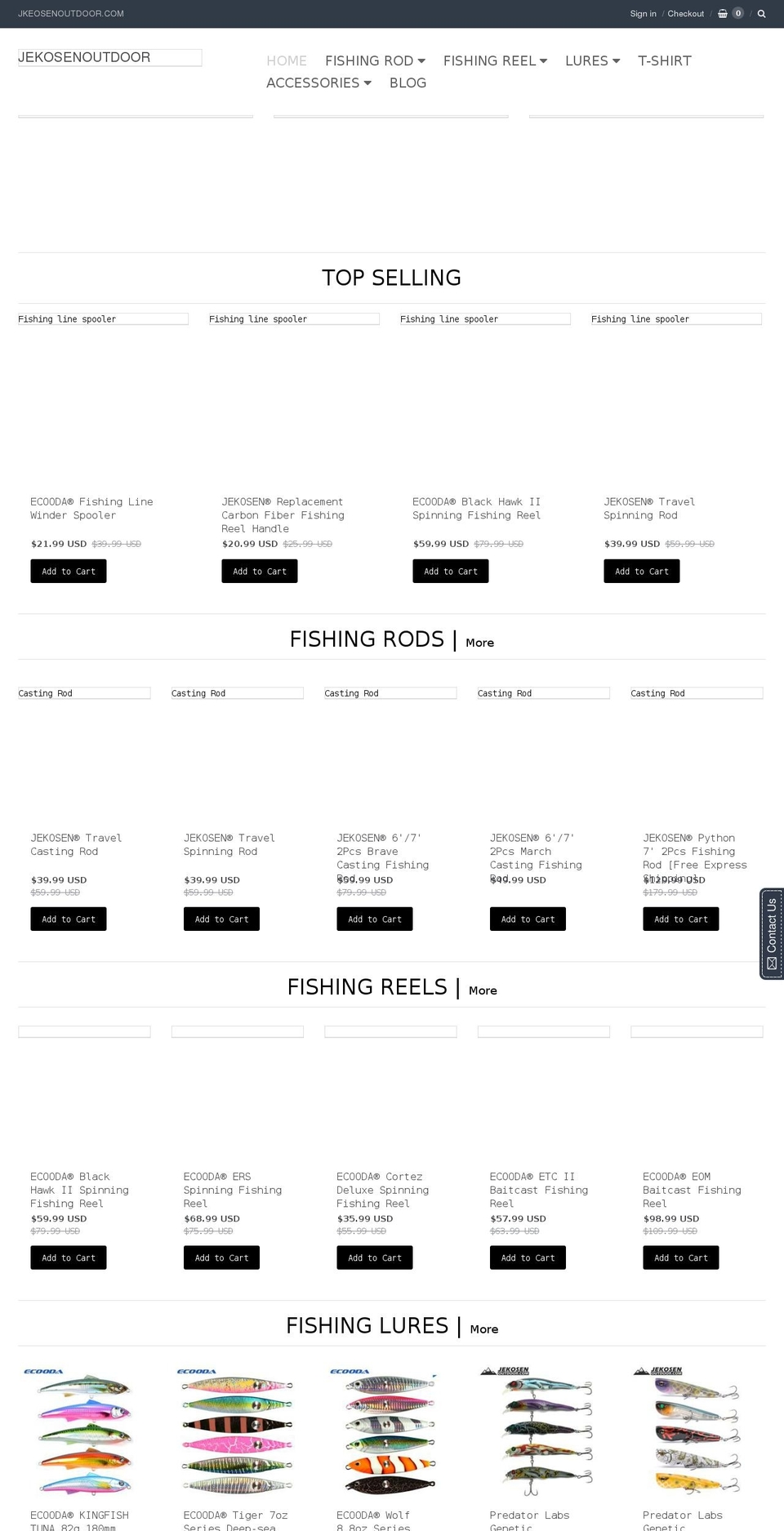 jekosenoutdoor.com — Shopify storefront screenshot