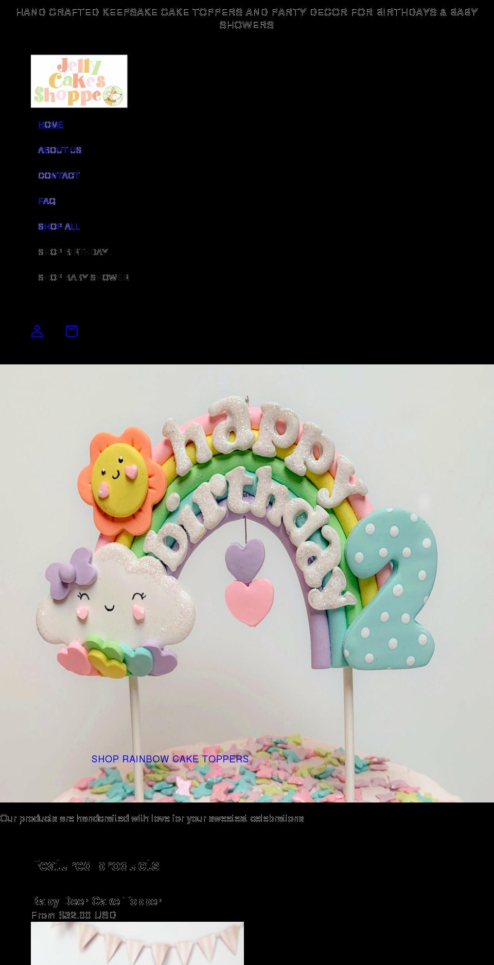 jellycakesshoppe.com shopify website screenshot