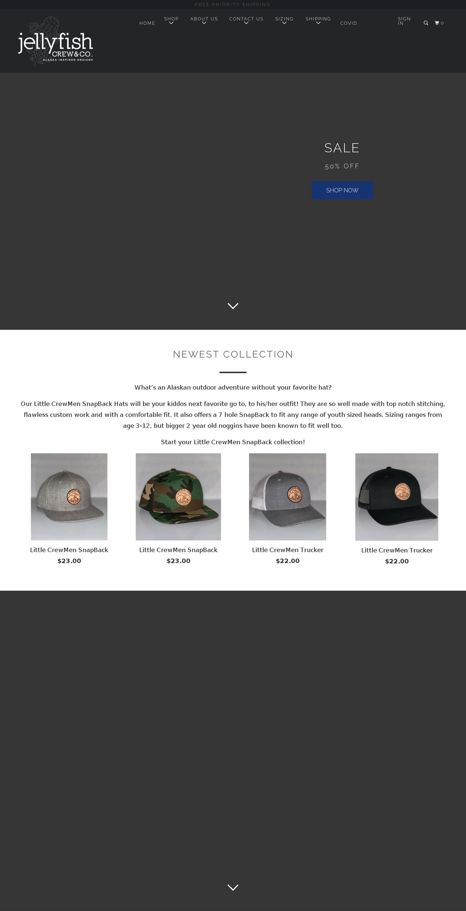 jellyfishcrewandco.com — Shopify storefront screenshot