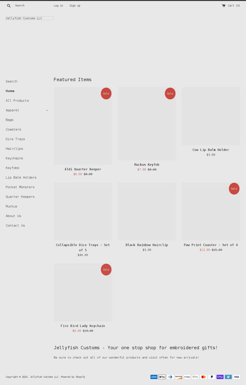 jellyfishcustoms.com shopify website screenshot