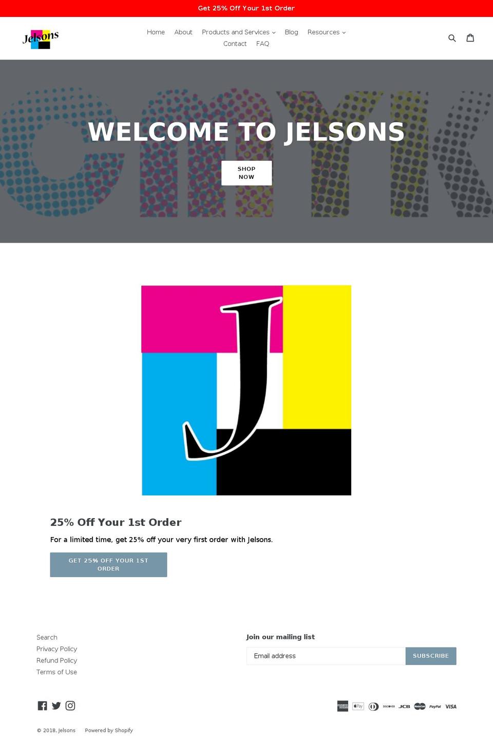 jelsons.com — Shopify storefront screenshot