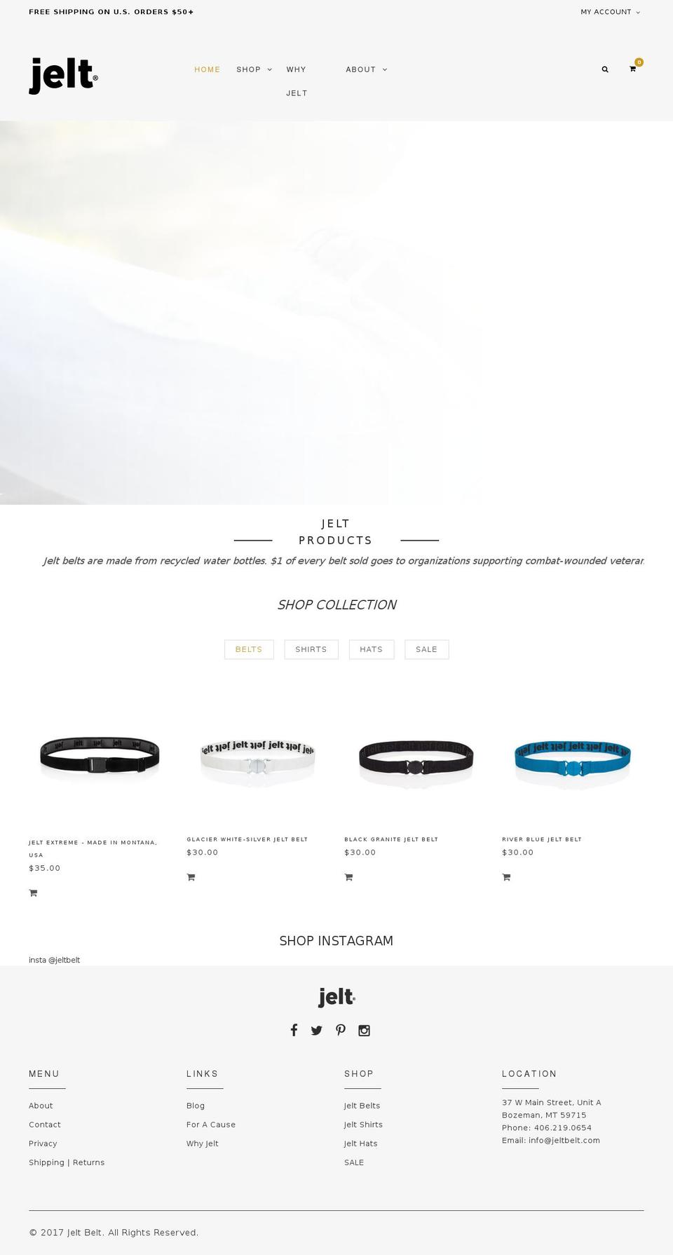 Jelt 3.1 Shopify theme site example jeltbelt.us