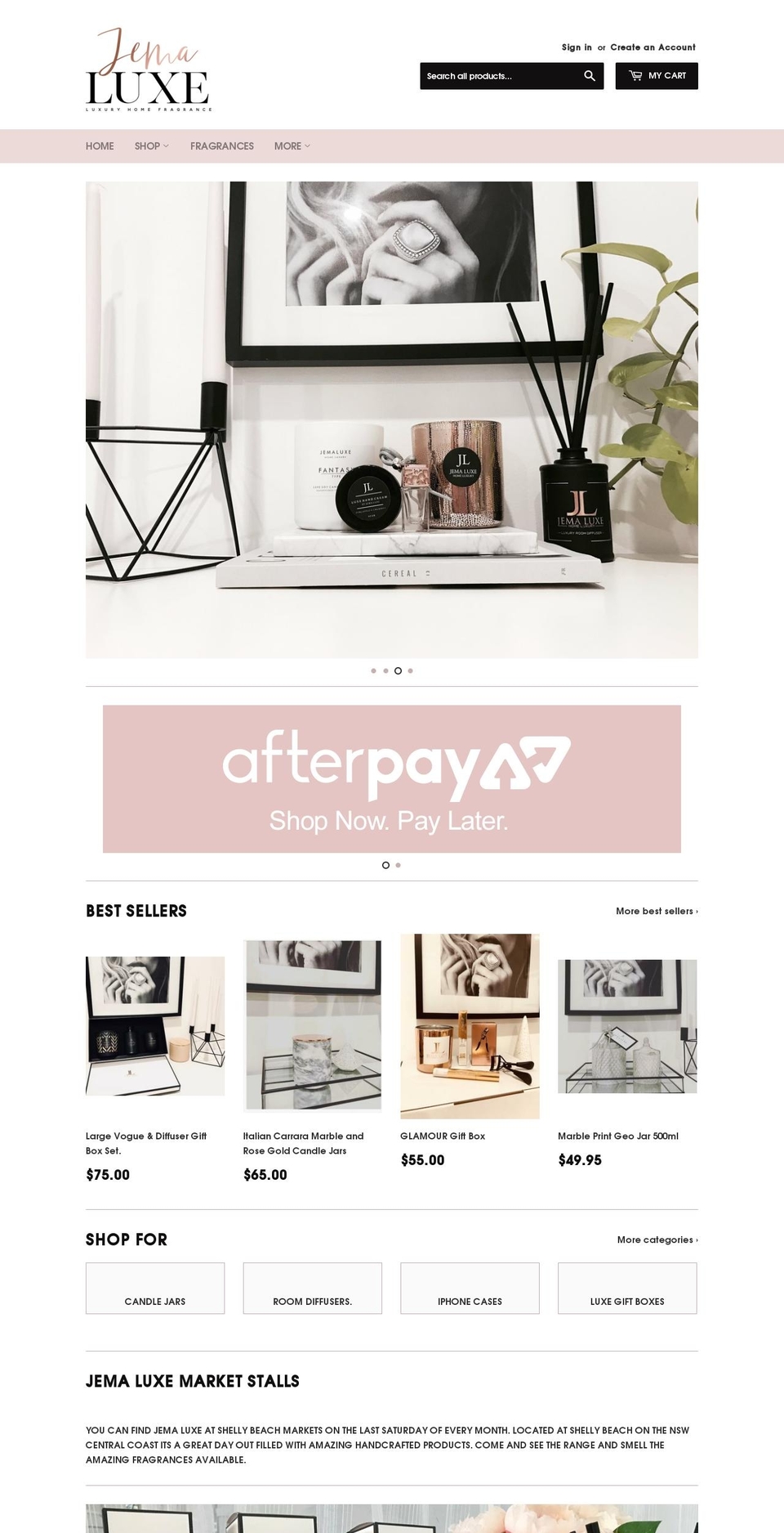 jemaluxe.com shopify website screenshot