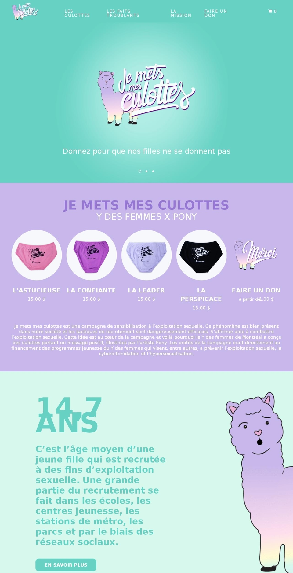 jemetsmesculottes.com — Shopify storefront screenshot