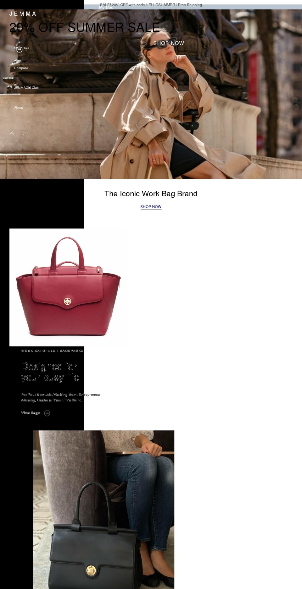 jemmabag.com shopify website screenshot