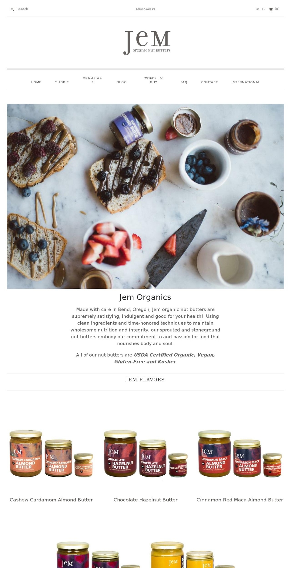 jemnutbutter.com — Shopify storefront screenshot