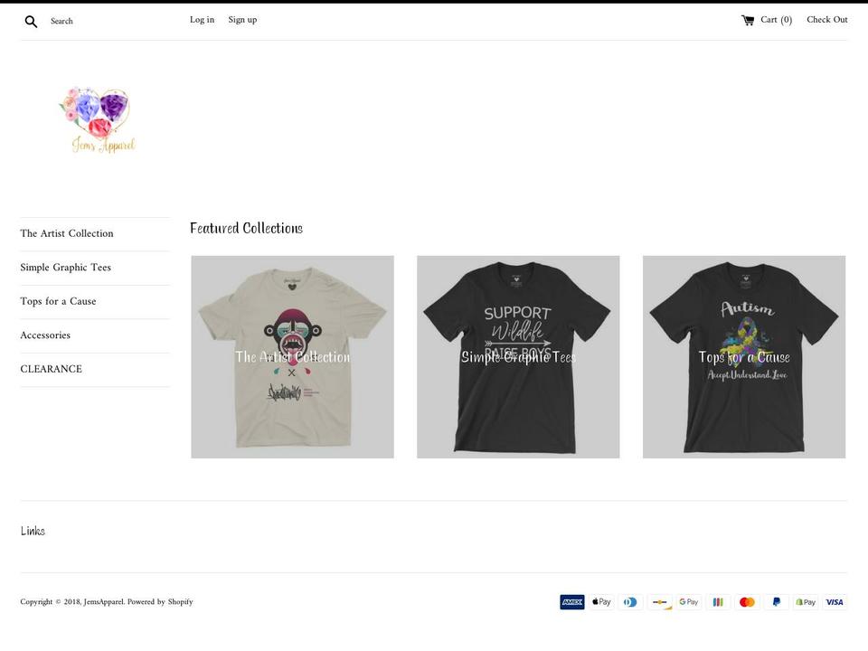 jemsapparel.com — Shopify storefront screenshot