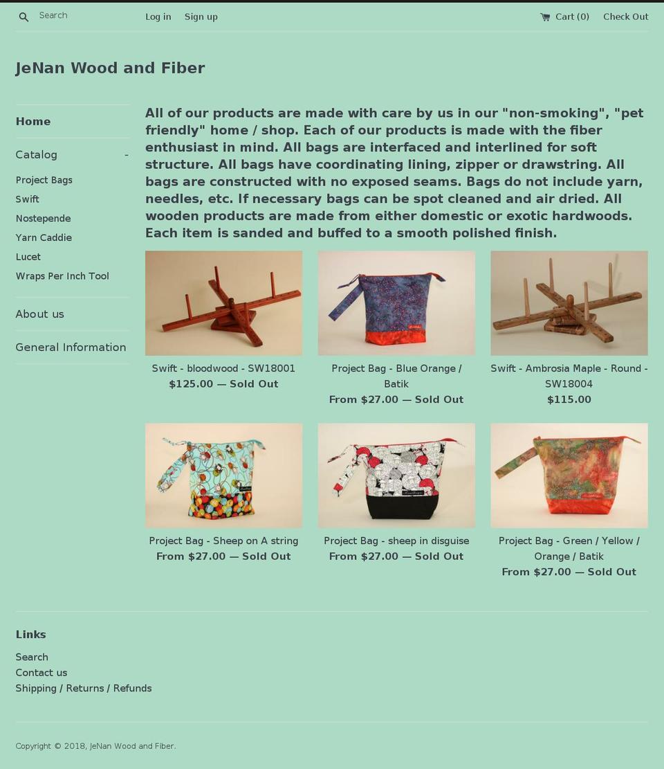 jenanwoodandfiber.com shopify website screenshot