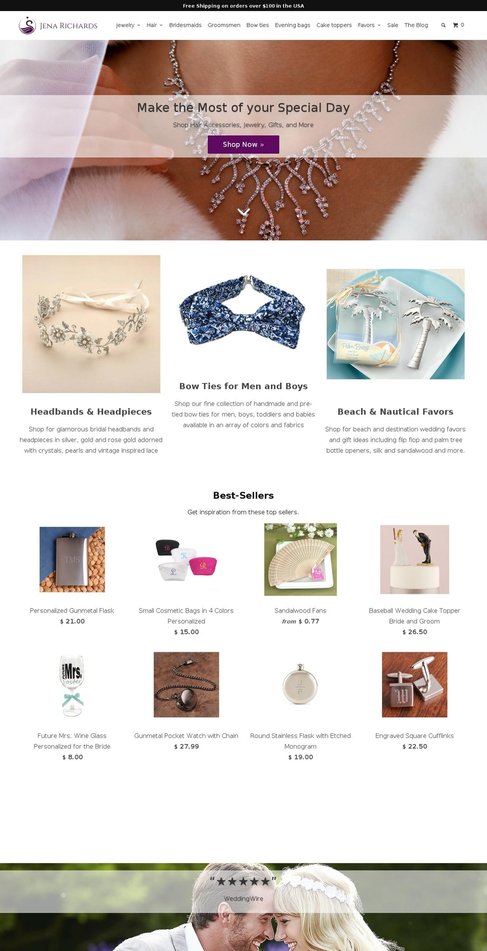 jenarichardsweddings.com shopify website screenshot