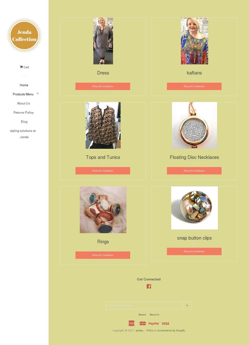 jendacollection.com shopify website screenshot