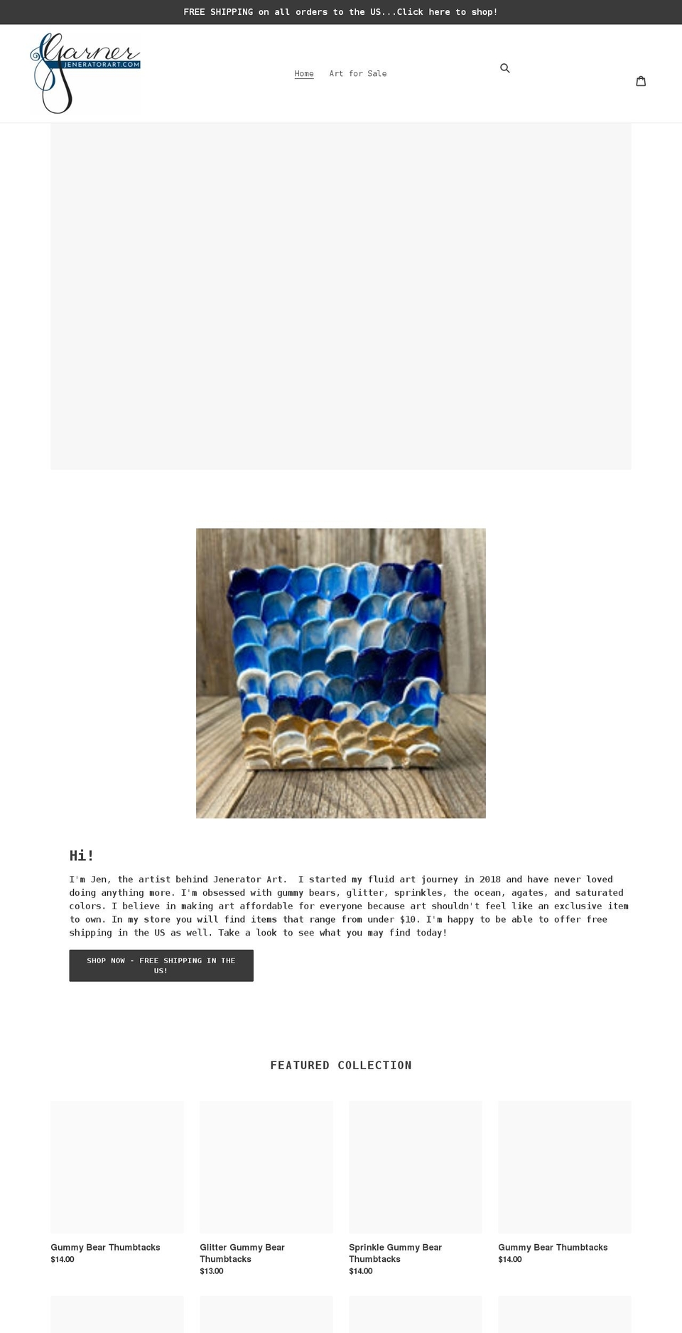 jeneratorart.com shopify website screenshot