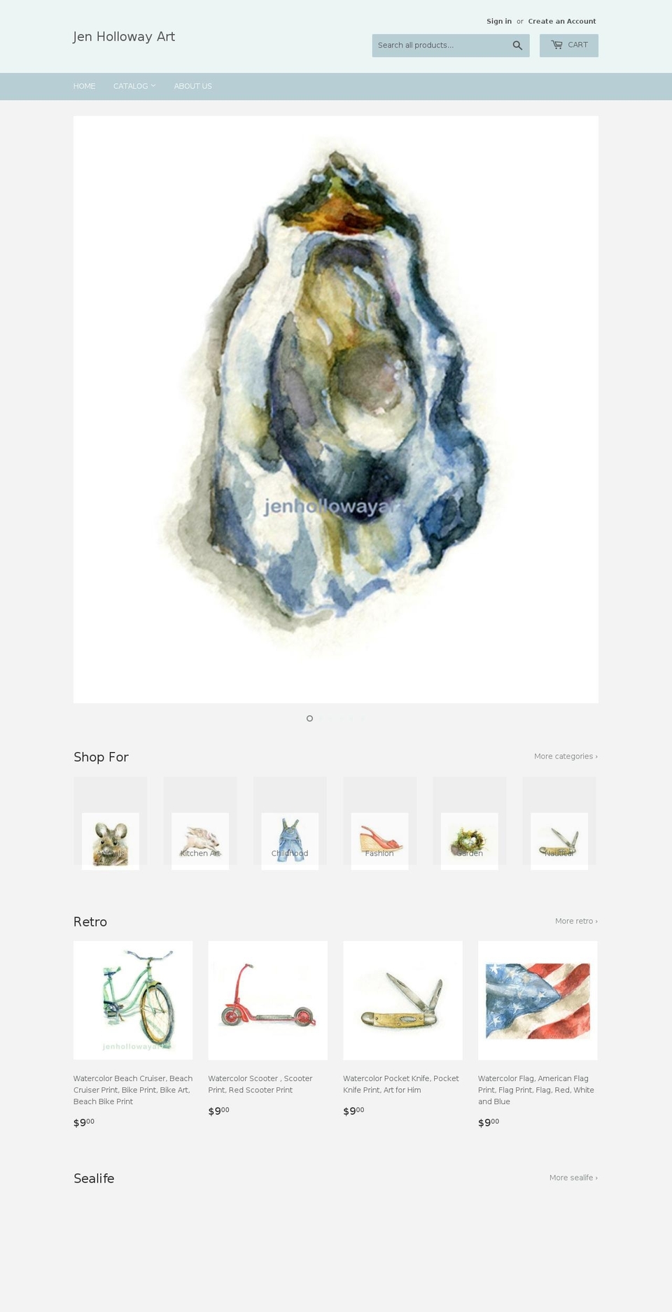 jenhollowayart.com — Shopify storefront screenshot