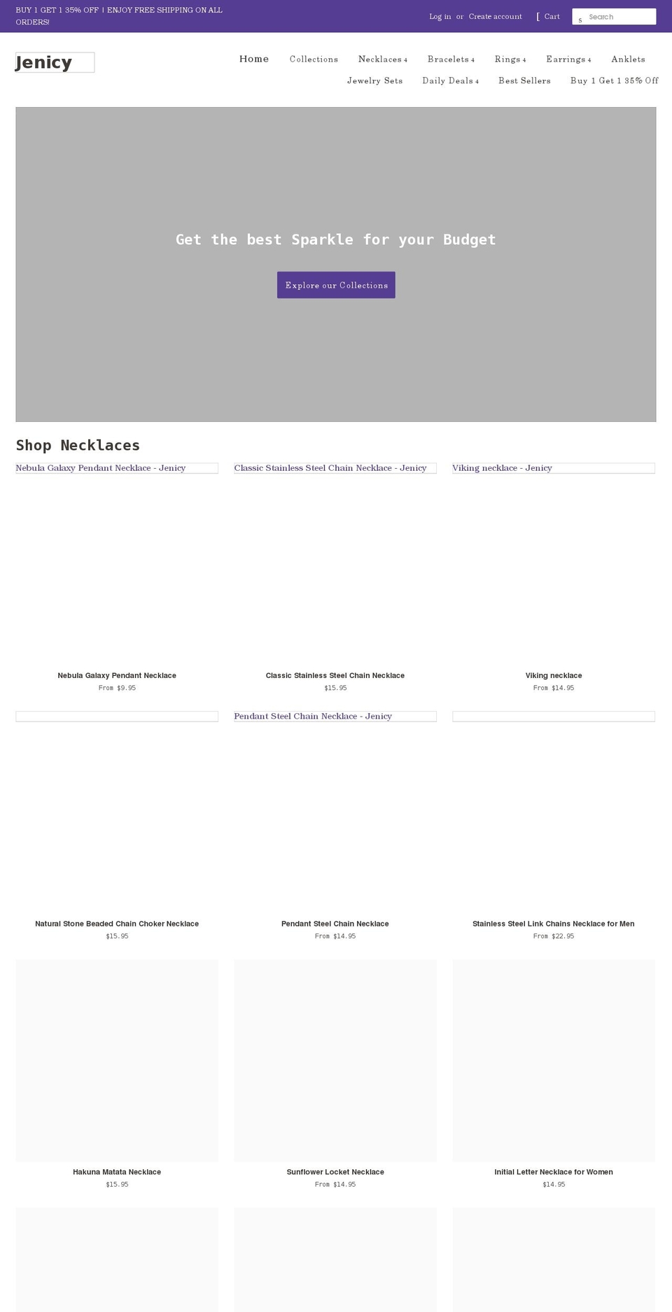 jenicy.com shopify website screenshot