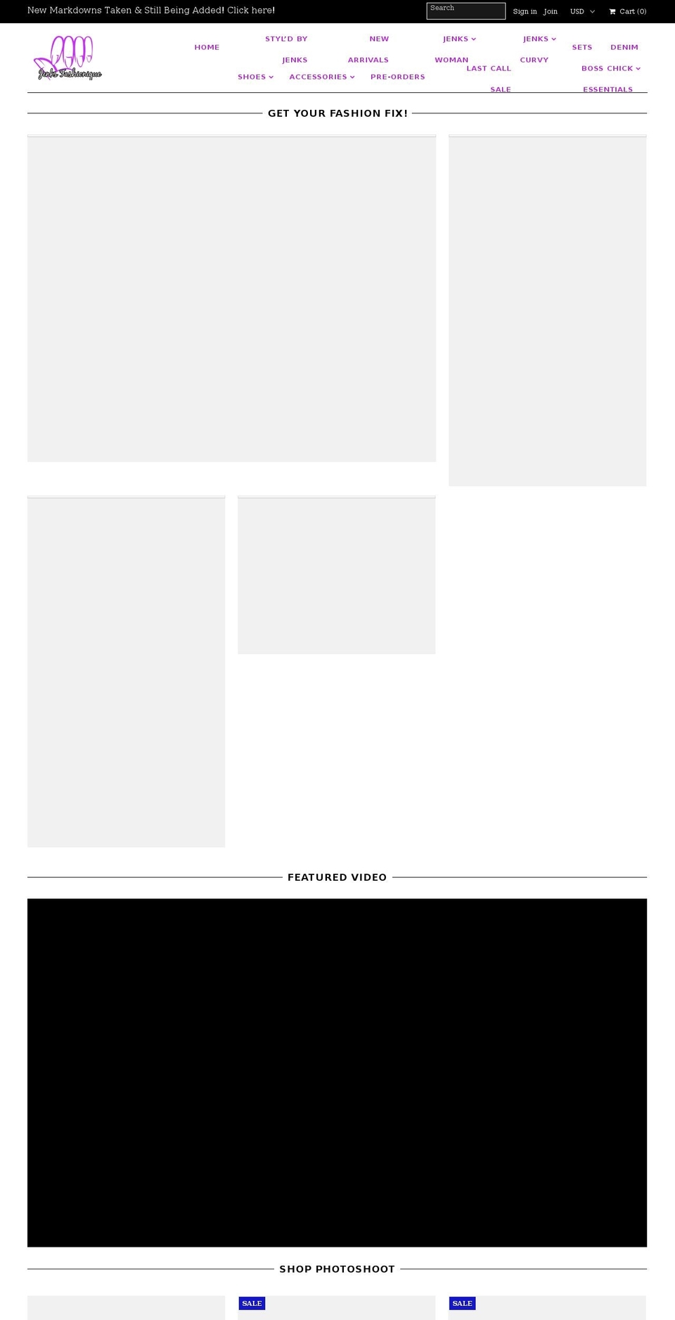 jenksfashionique.com shopify website screenshot