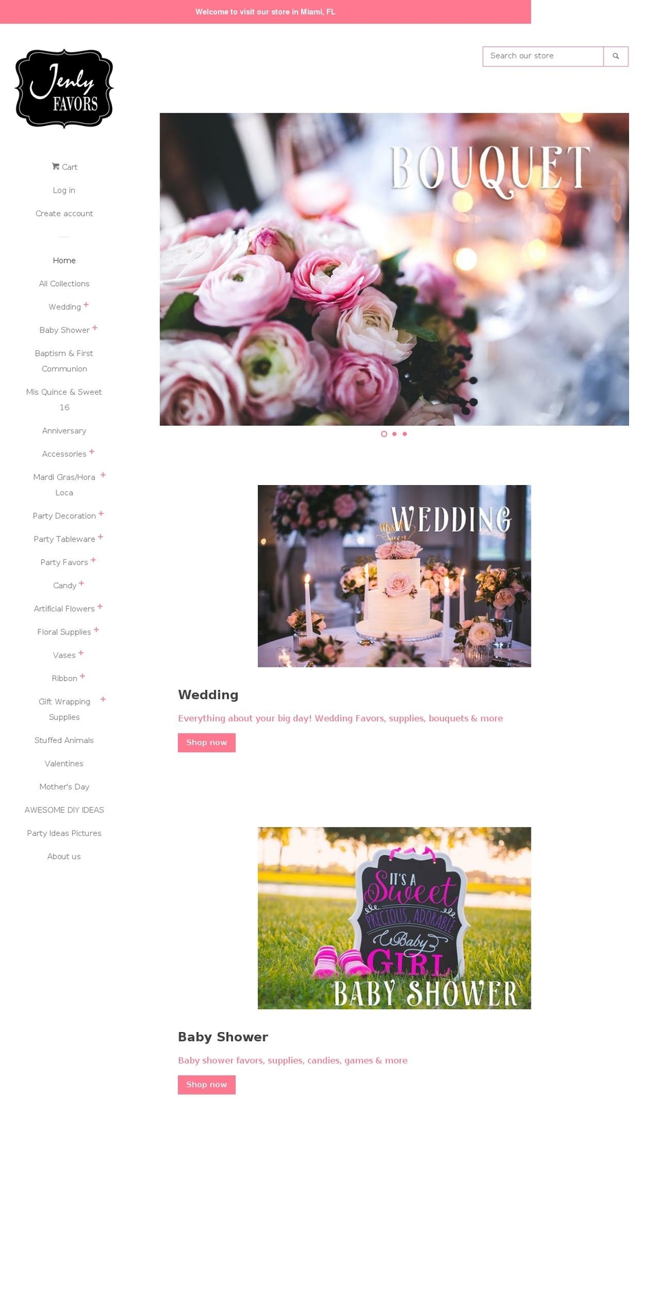 jenlyfavors.com shopify website screenshot
