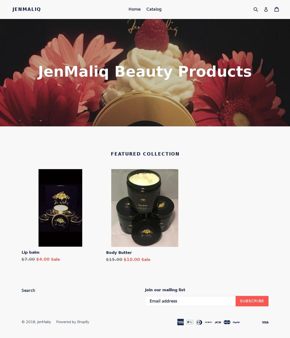 jenmaliq.com shopify website screenshot