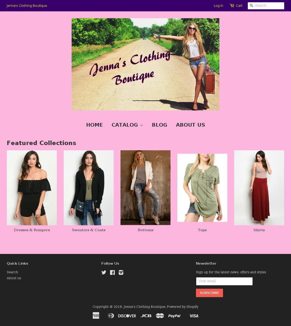 jennasclothingboutique.com shopify website screenshot