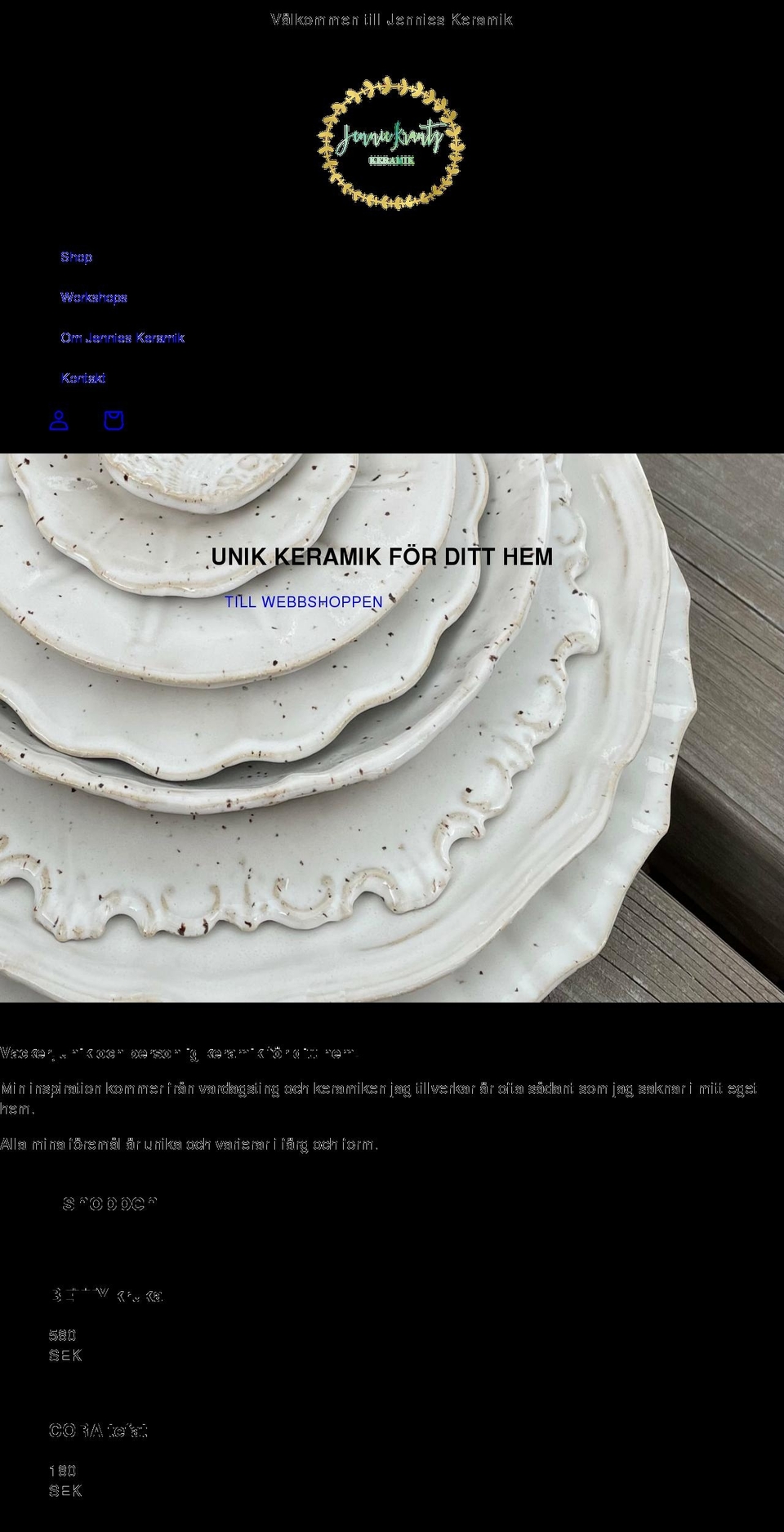 jennieskeramik.se shopify website screenshot