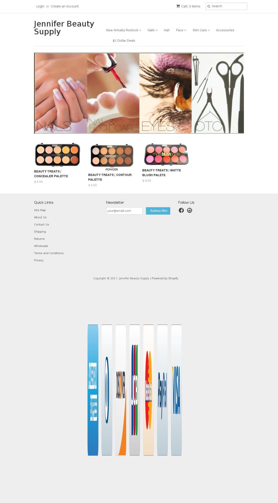 jenniferbeautysupply.com shopify website screenshot
