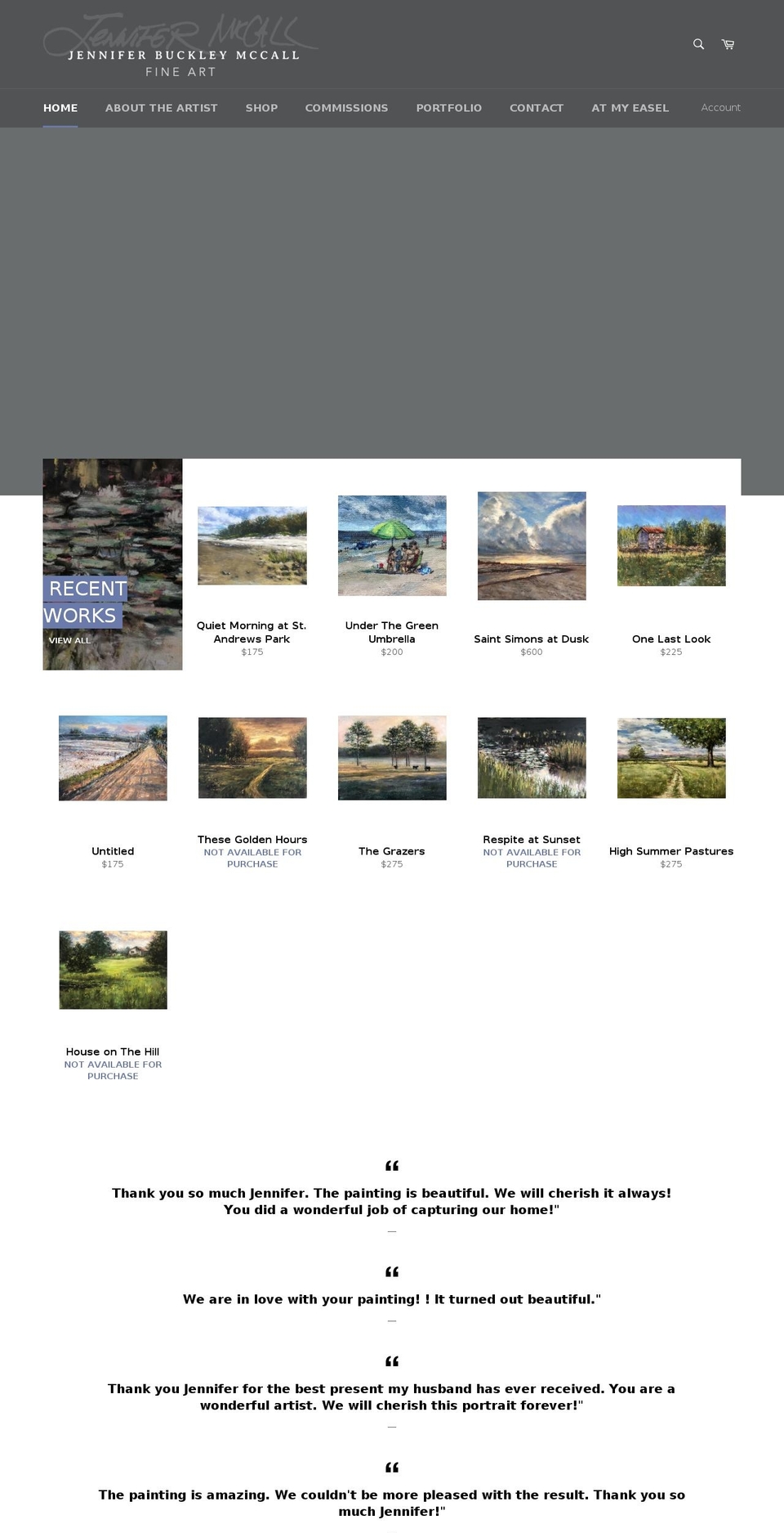jenniferbuckleymccallart.com shopify website screenshot