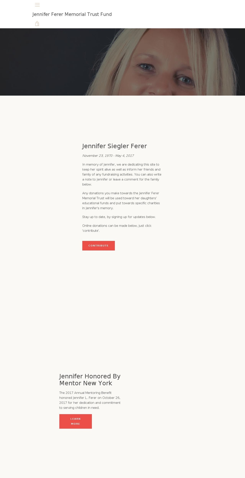 jenniferermemorialfund.com — Shopify storefront screenshot