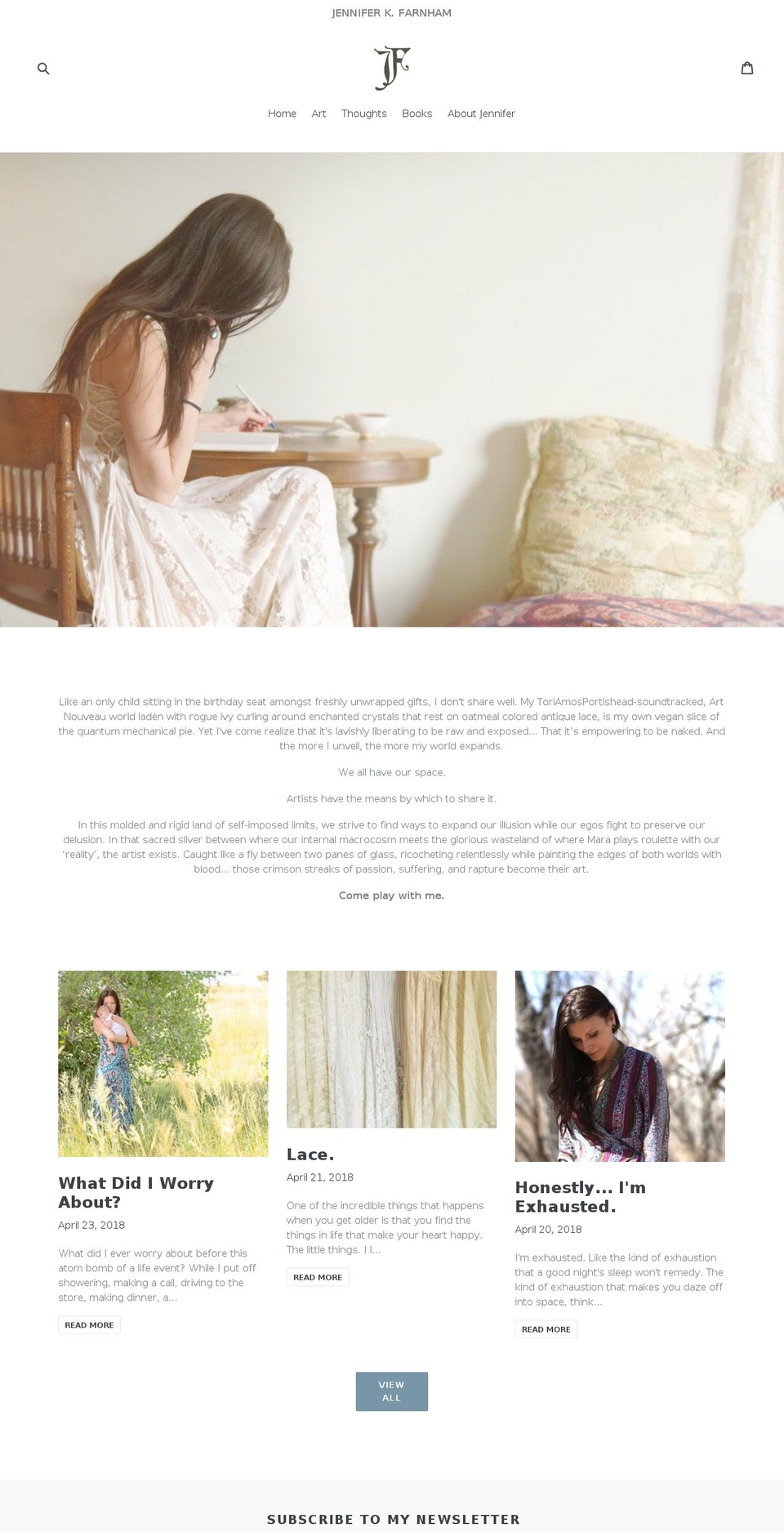 jenniferfarnham.com — Shopify storefront screenshot