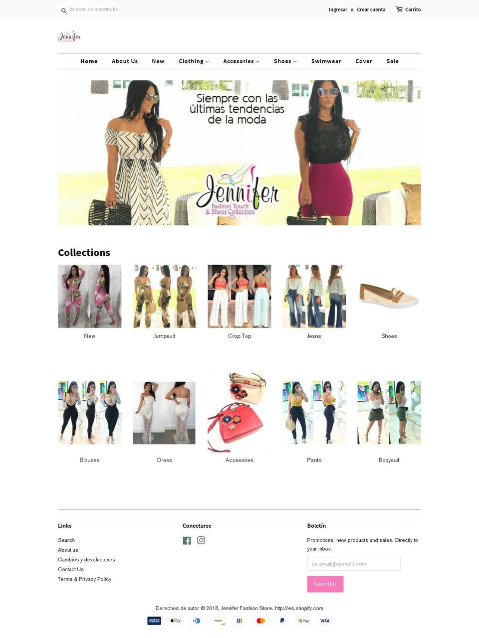 jenniferfashiononline.net shopify website screenshot