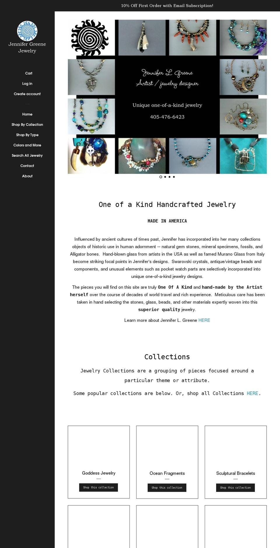 jennifergreenejewelry.com shopify website screenshot