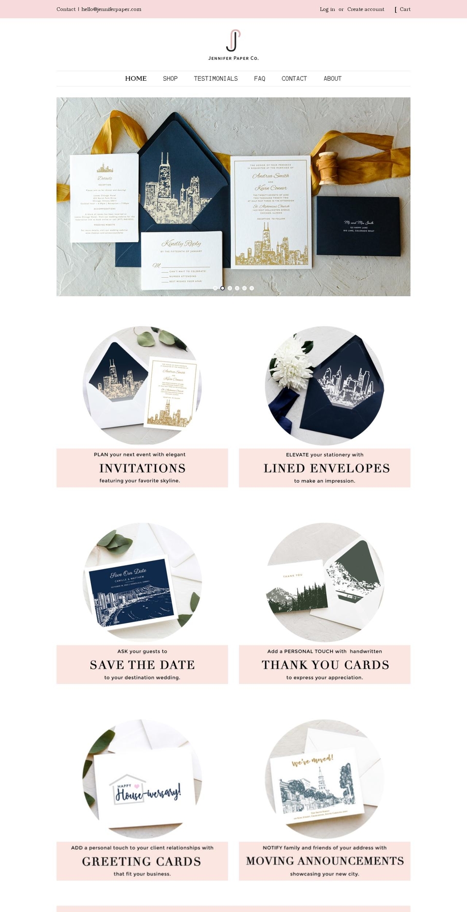 jenniferpaper.com shopify website screenshot
