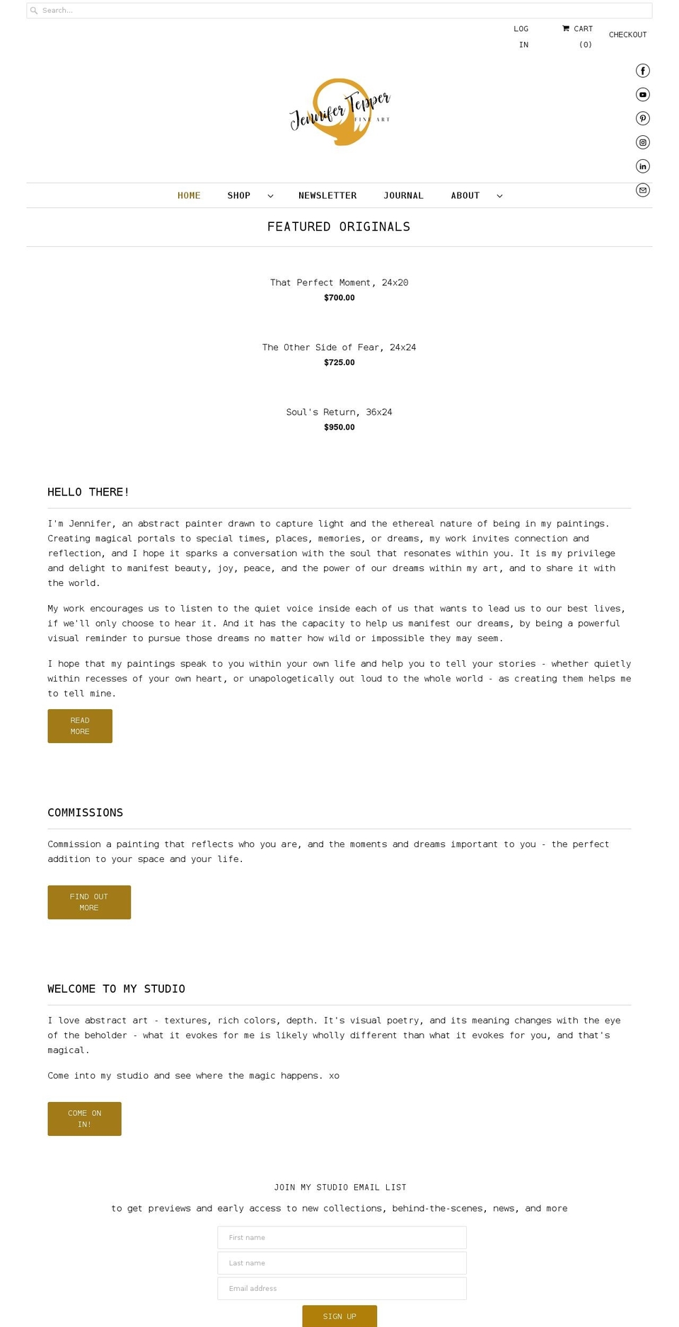jennifertepper.com shopify website screenshot