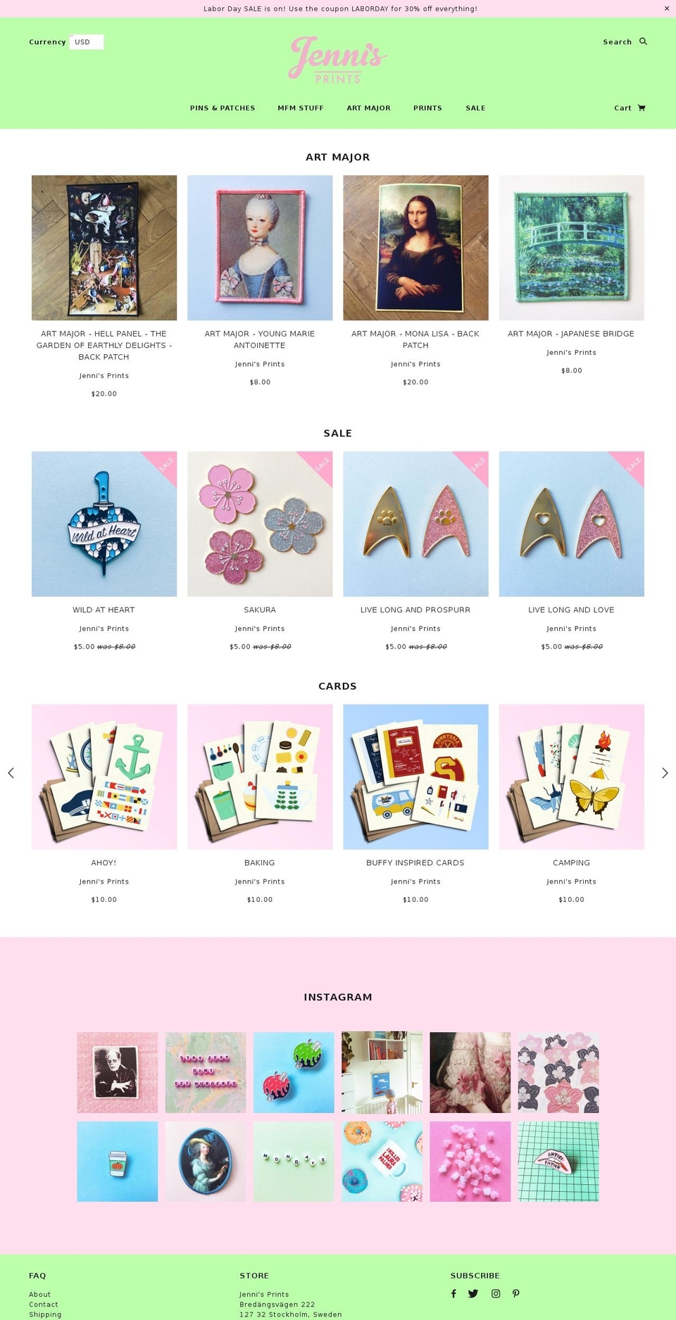 jennisprints.com — Shopify storefront screenshot
