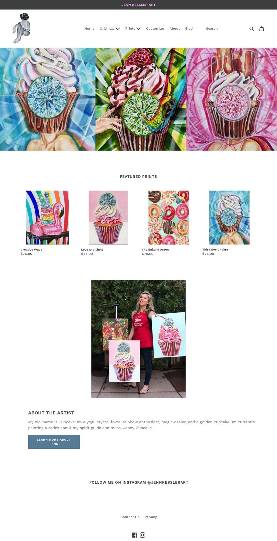 jennkesslerart.com — Shopify storefront screenshot