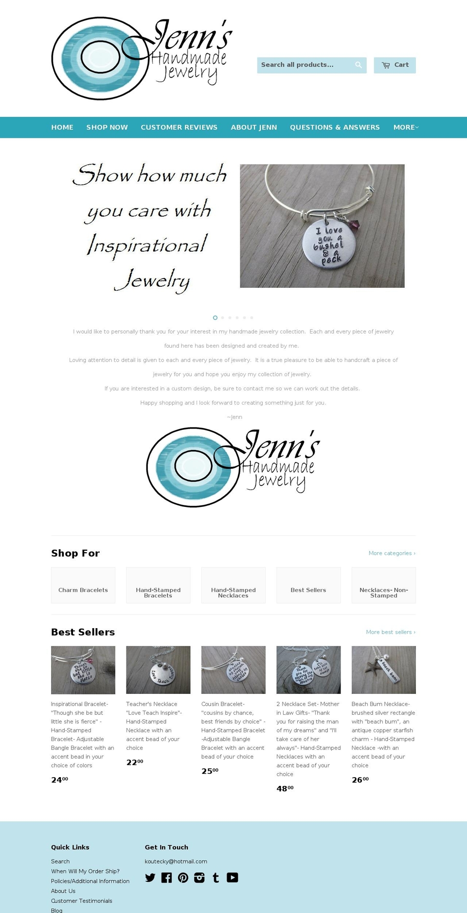 jennshandmadejewelry.com shopify website screenshot