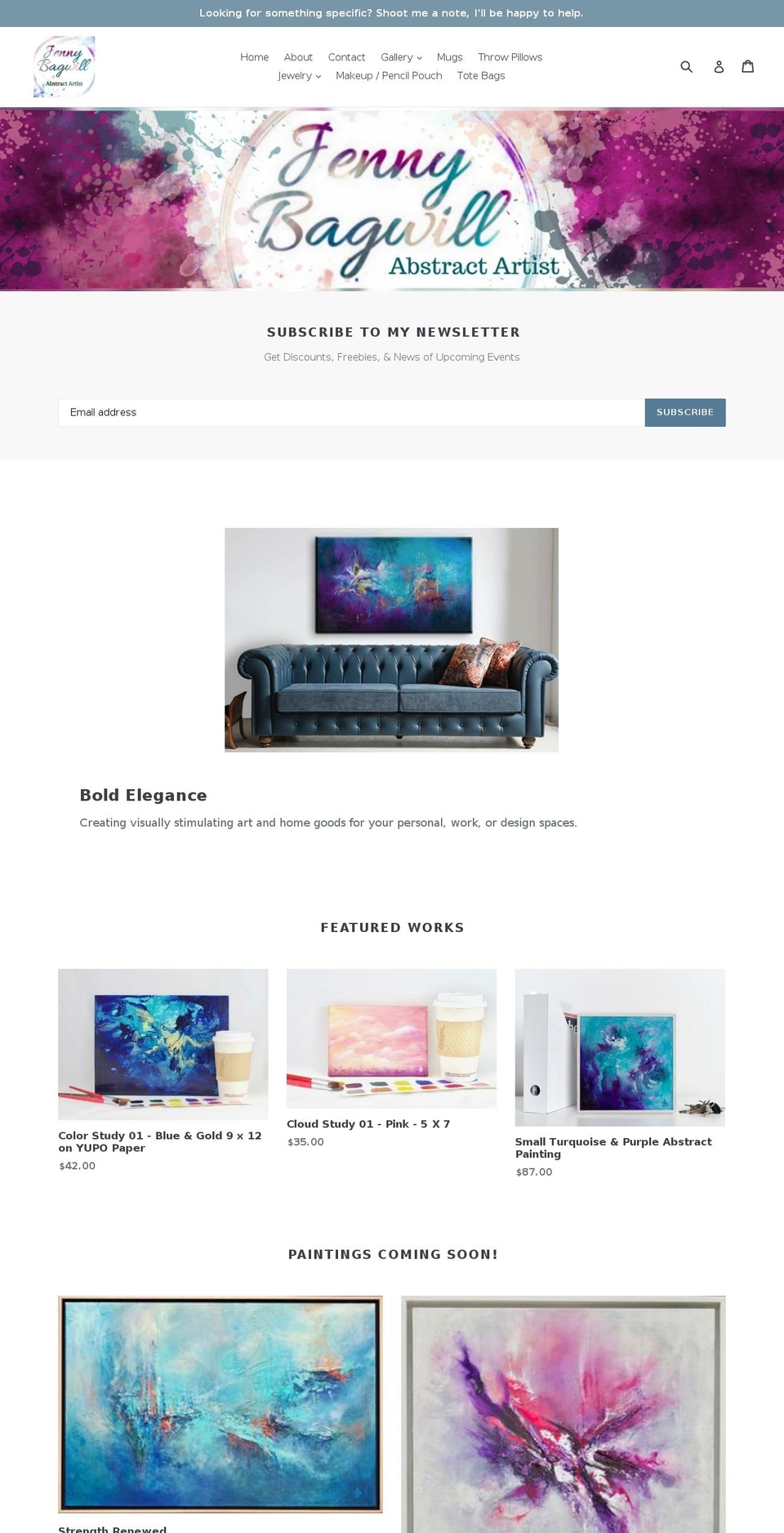 jennybagwill.com — Shopify storefront screenshot