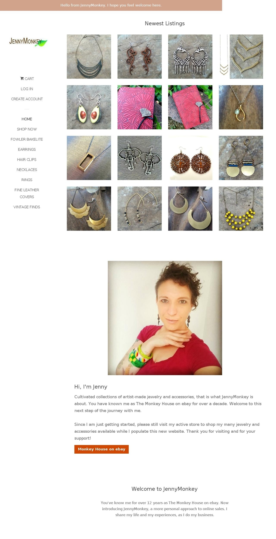 jennymonkey.com — Shopify storefront screenshot