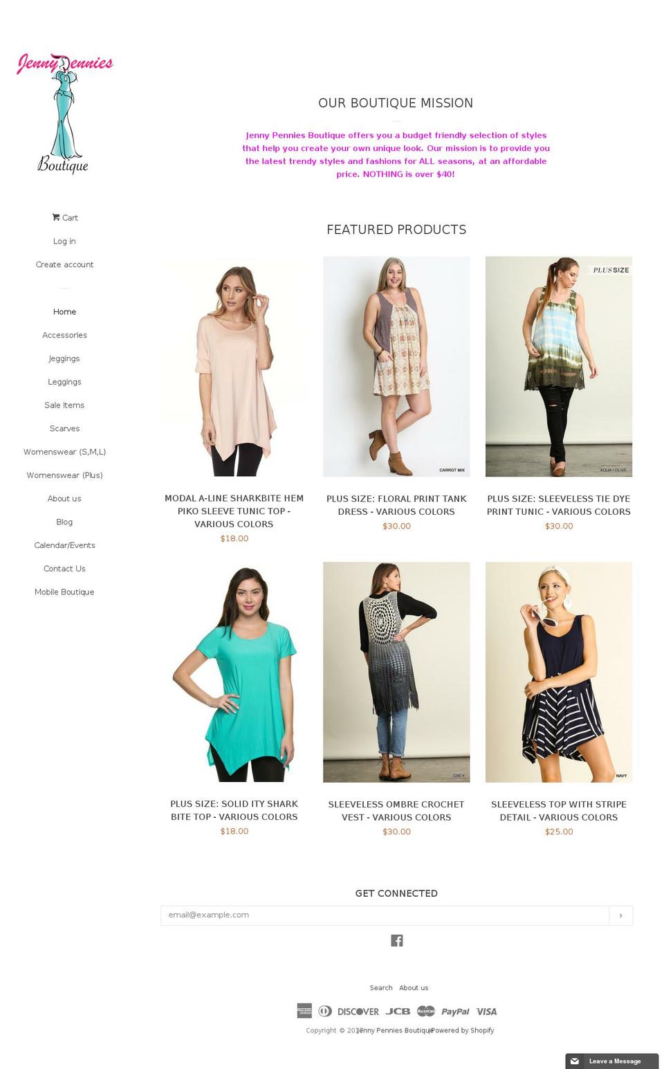 jennypenniesboutique.com shopify website screenshot