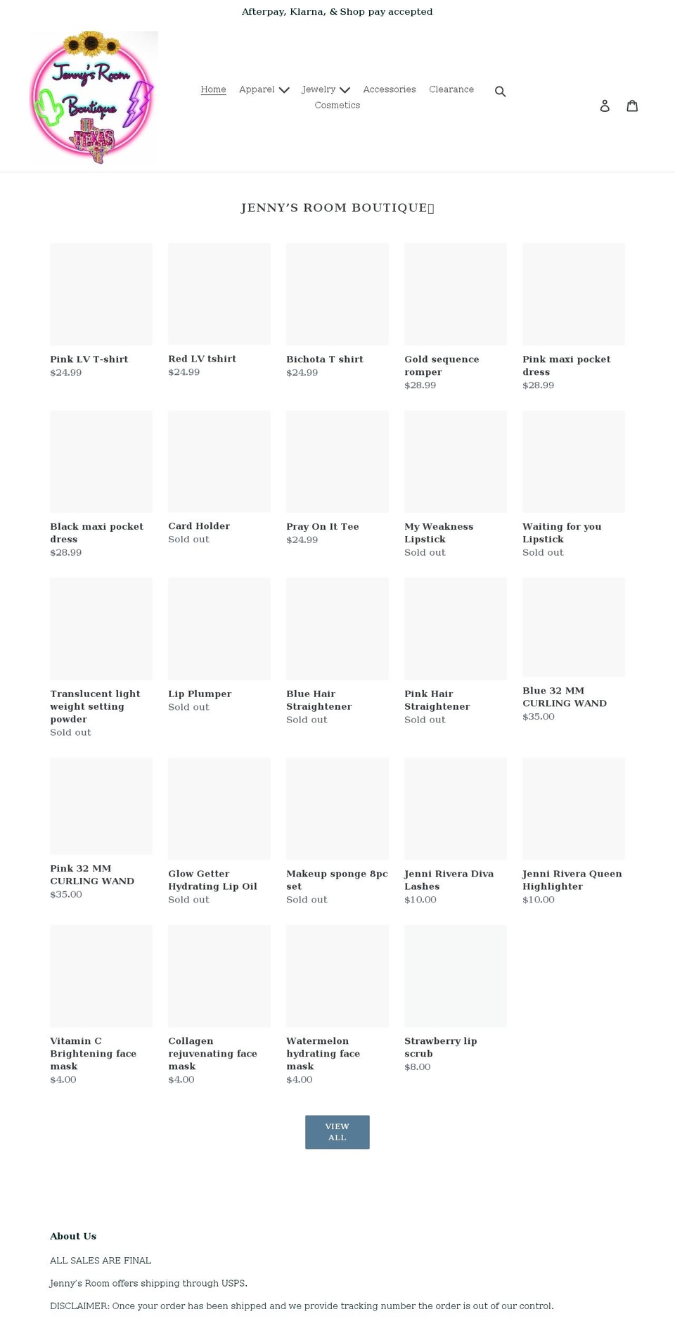 jennysbeautystore.com shopify website screenshot
