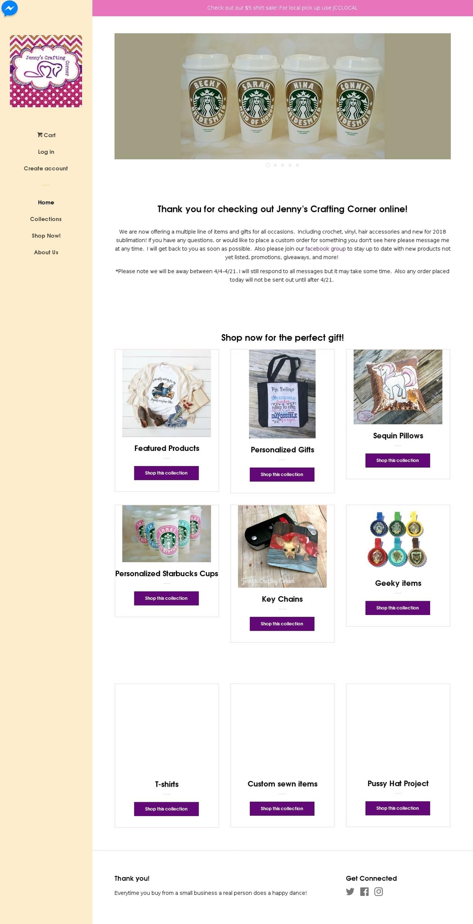 jennyscraftingcorner.com — Shopify storefront screenshot