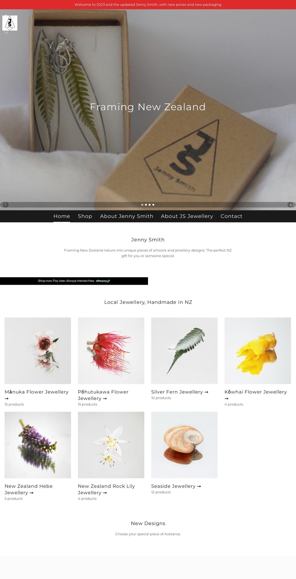 jennysmith.co.nz shopify website screenshot