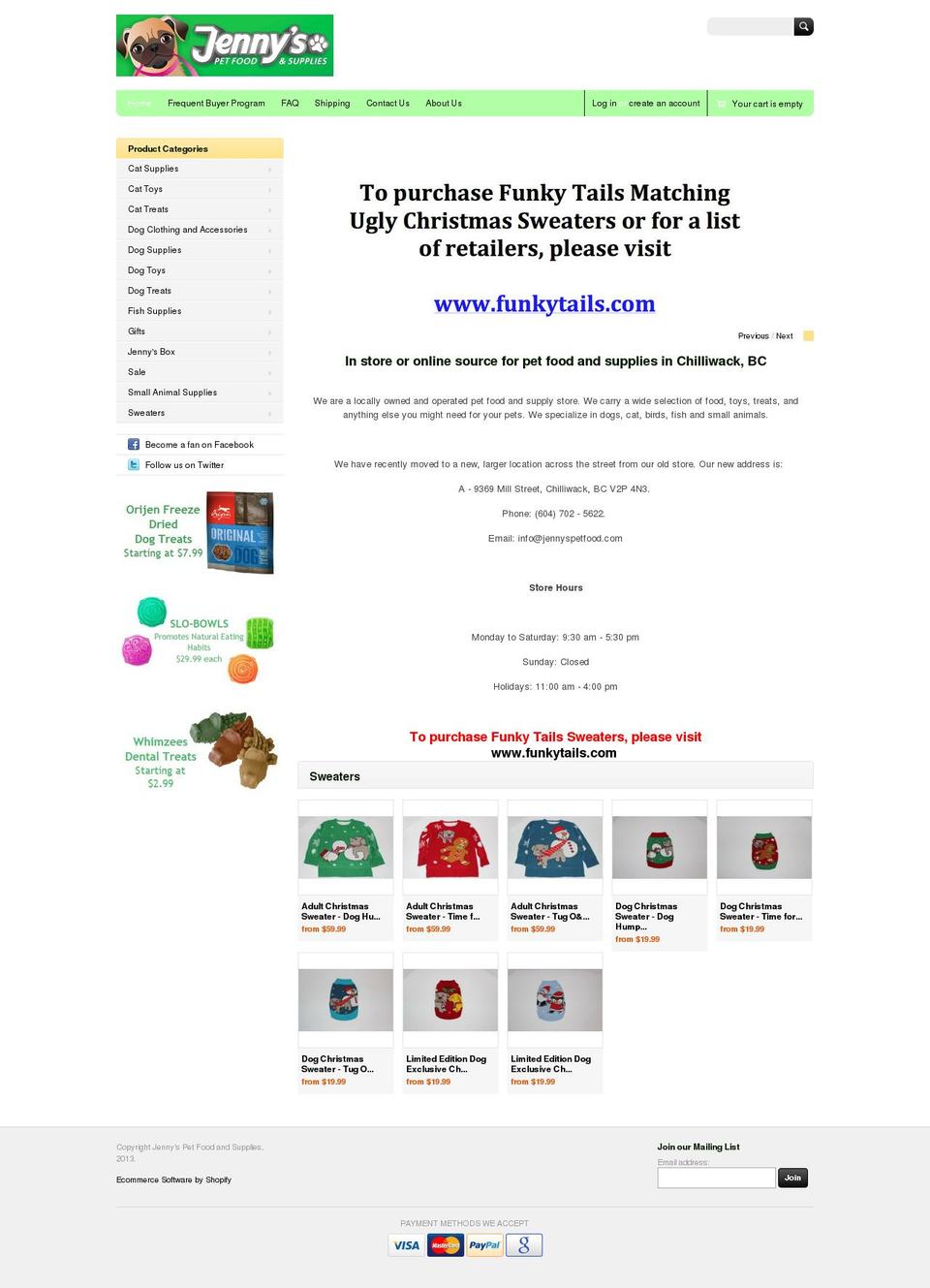 jennyspetfood.com shopify website screenshot